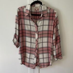Hester & Orchard Pink, White & Gray Plaid Button-Up Shirt